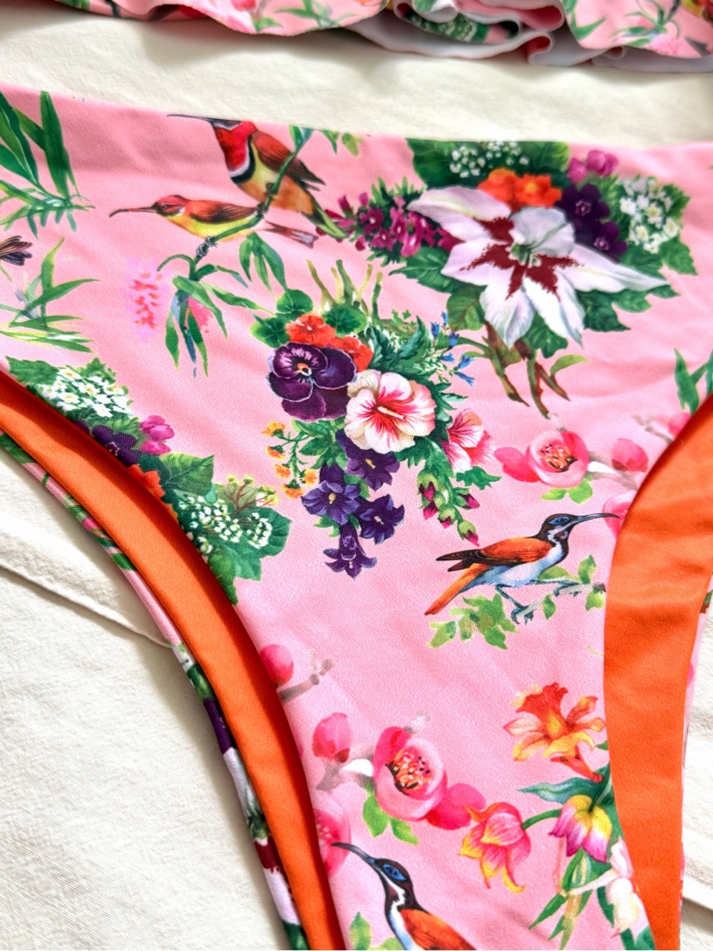 Pink Floral Ruffle Bikini Set - Picture 2 of 3